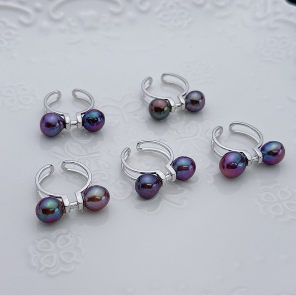 R18 S925 Freshwater Baroque  Pearl Open top Ring - Picture 3 of 4